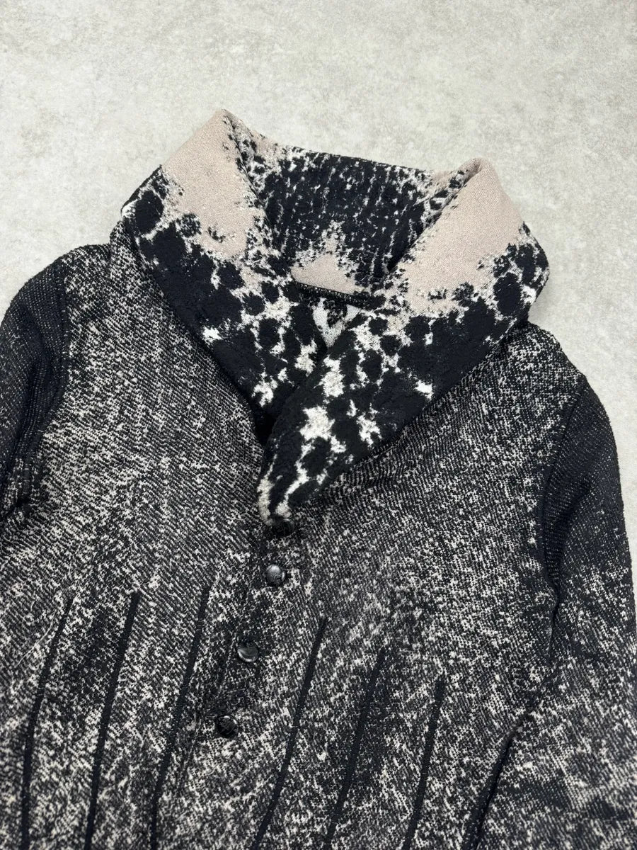 2000s Roberto Cavalli Black & Grey Snow Leopard Reversible Wool Cardigan Jacket yeXXAxP 6