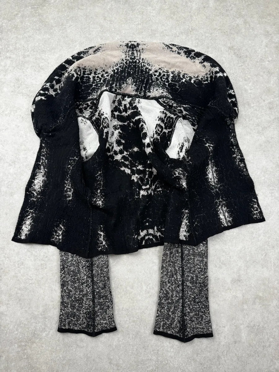 2000s Roberto Cavalli Black & Grey Snow Leopard Reversible Wool Cardigan Jacket yeXXAxP 13