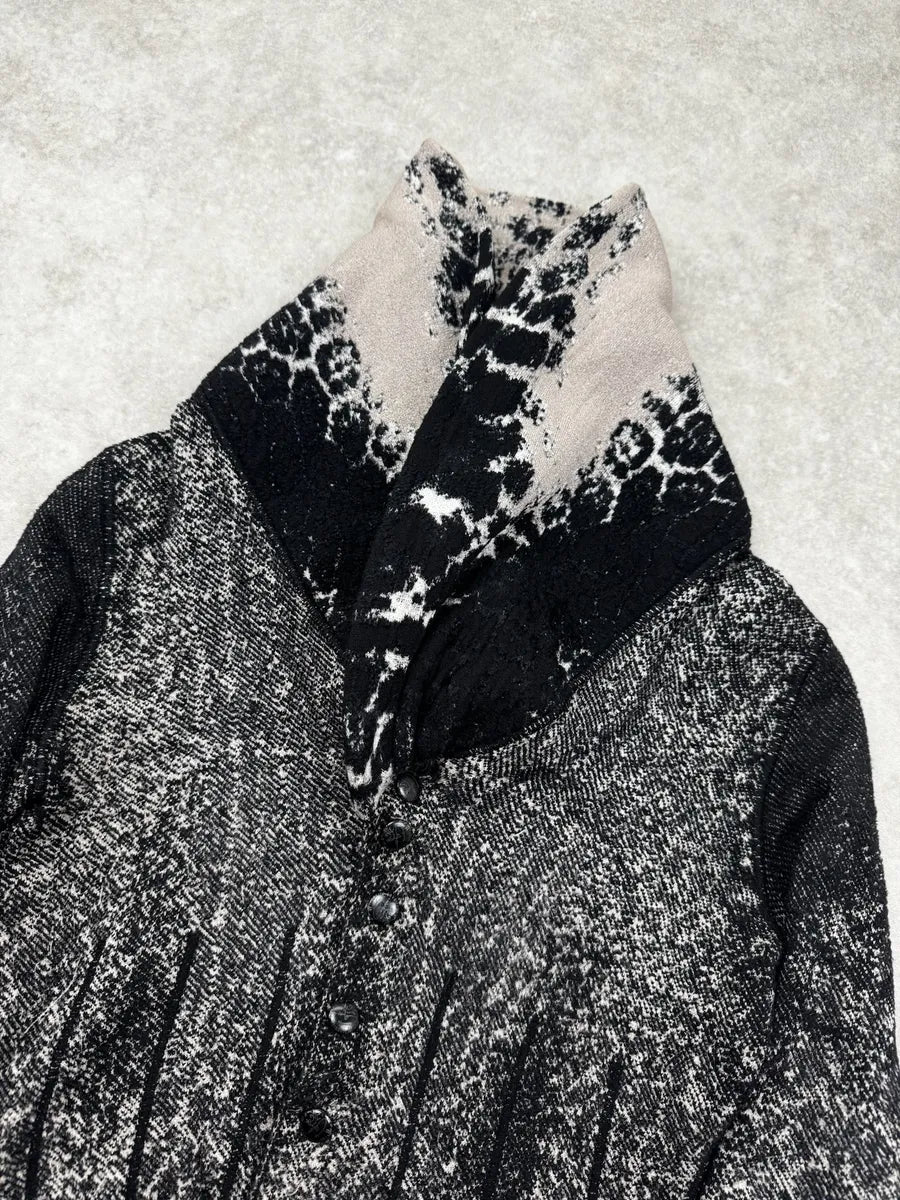 2000s Roberto Cavalli Black & Grey Snow Leopard Reversible Wool Cardigan Jacket yeXXAxP 11