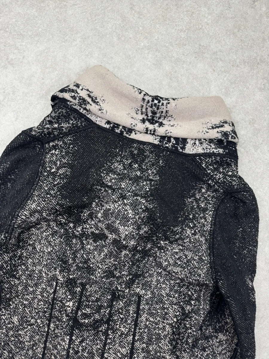 2000s Roberto Cavalli Black & Grey Snow Leopard Reversible Wool Cardigan Jacket yeXXAxP 12