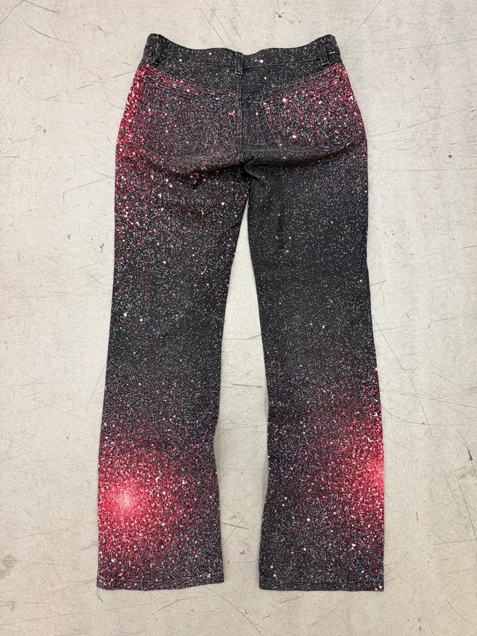 2000s Roberto Cavalli Black & Red Galaxy Glitted Jeans lJKyCoz 1