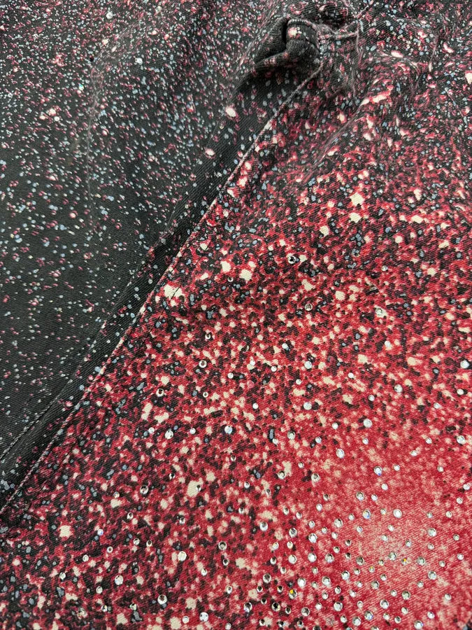 2000s Roberto Cavalli Black & Red Galaxy Glitted Jeans lJKyCoz 6