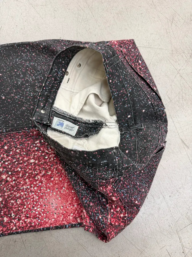 2000s Roberto Cavalli Black & Red Galaxy Glitted Jeans lJKyCoz 8