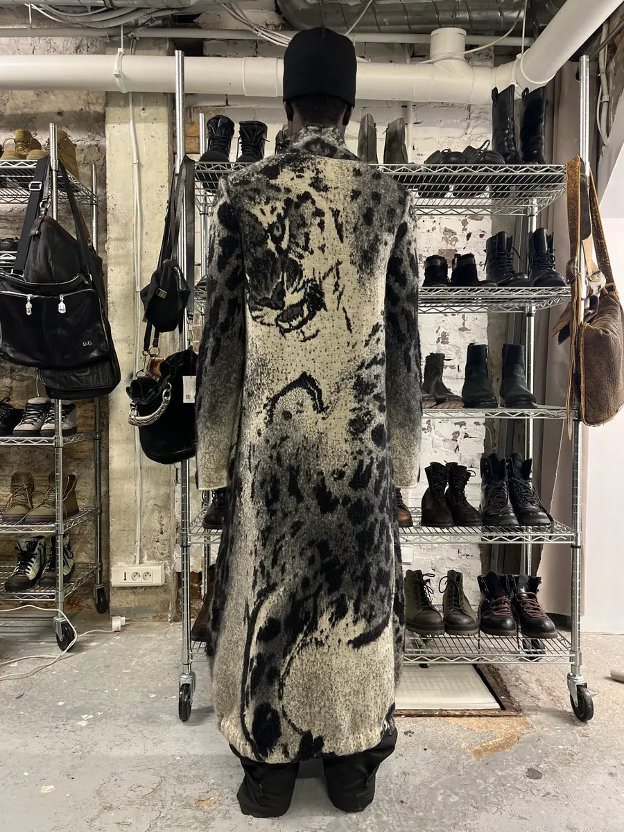 2000s Roberto Cavalli Black & White Leopard Print Long Jacket ffNFKpk 2