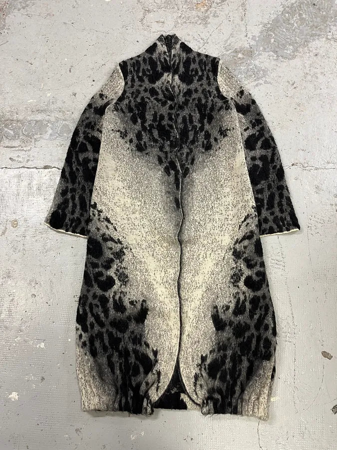 2000s Roberto Cavalli Black & White Leopard Print Long Jacket ffNFKpk 3
