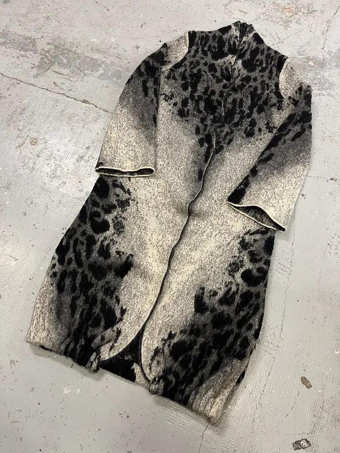 2000s Roberto Cavalli Black & White Leopard Print Long Jacket ffNFKpk 4