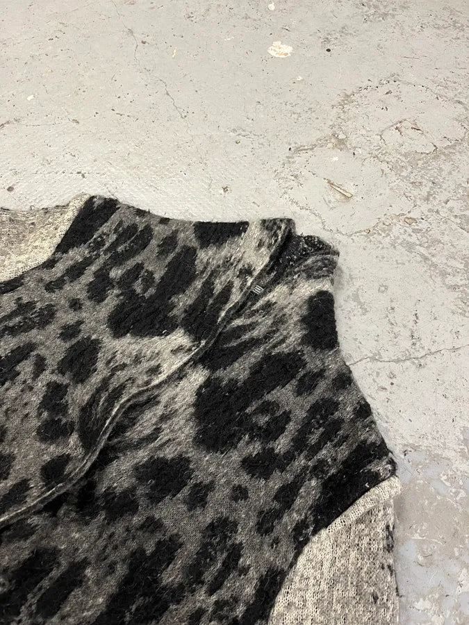 2000s Roberto Cavalli Black & White Leopard Print Long Jacket ffNFKpk 5