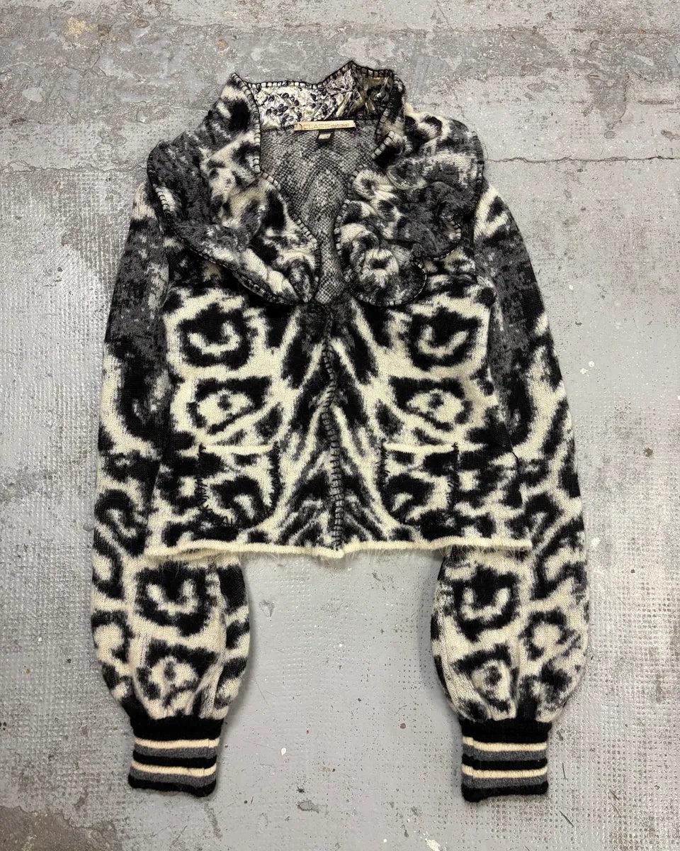 2000s Roberto Cavalli Black & White Leopard Wool Jacket gCQawmf 2