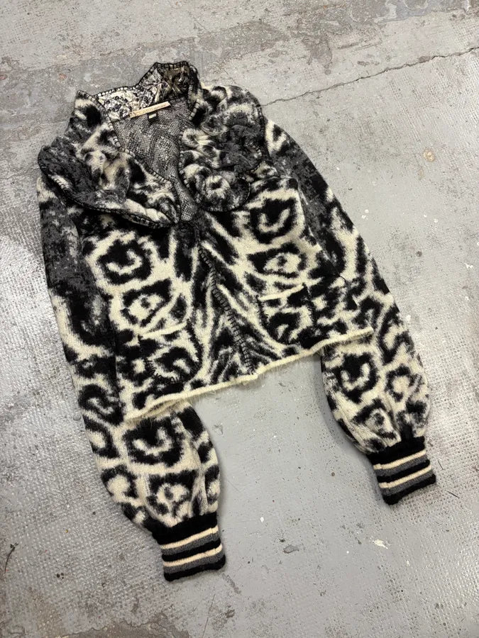 2000s Roberto Cavalli Black & White Leopard Wool Jacket gCQawmf 3