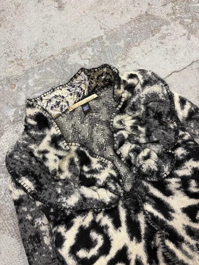 2000s Roberto Cavalli Black & White Leopard Wool Jacket gCQawmf 4