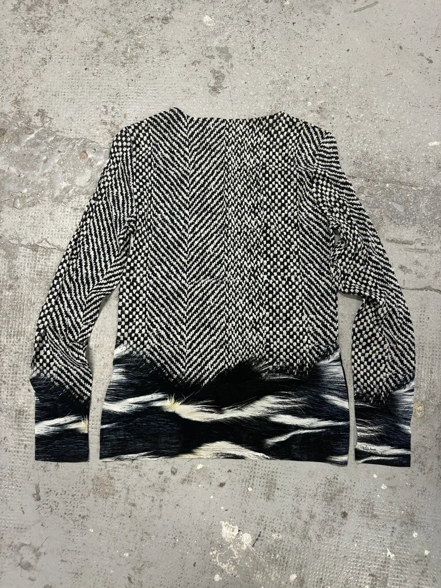 2000s Roberto Cavalli Black & White Long Fur Print Longsleeves XylMRYW 1