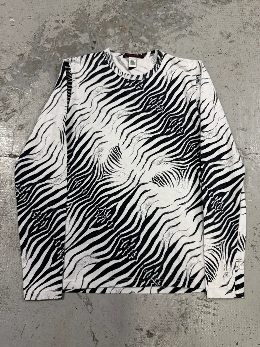 2000s Roberto Cavalli Black & White Safari Zebra Longsleeves nVWljhG 0