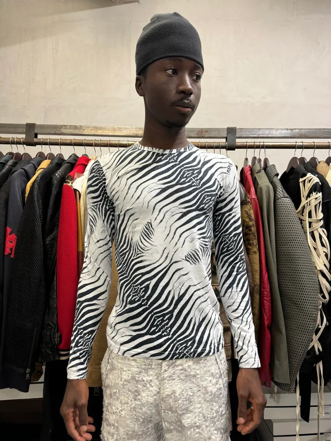 2000s Roberto Cavalli Black & White Safari Zebra Longsleeves nVWljhG 1