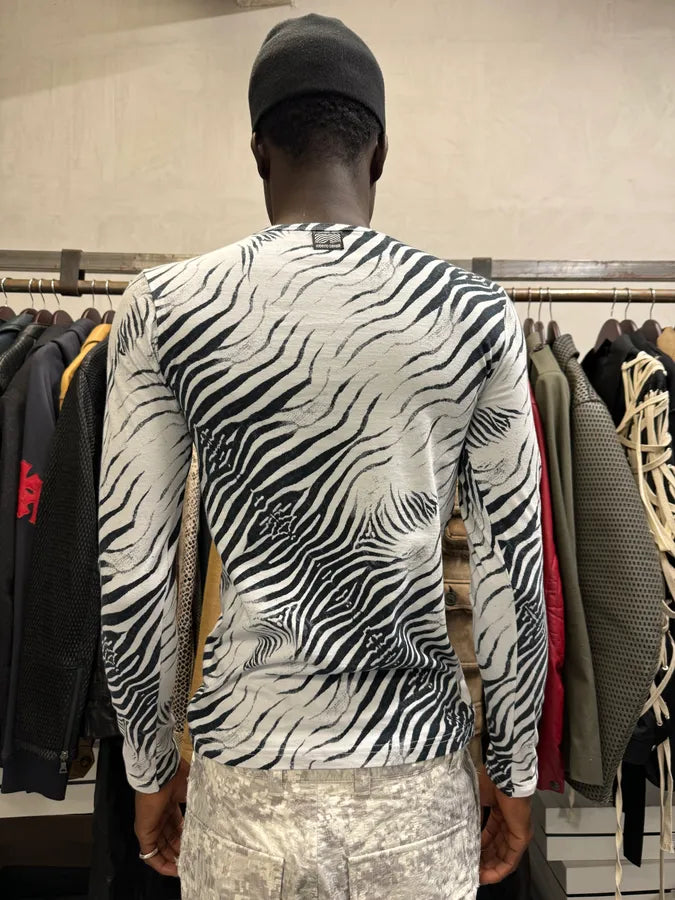 2000s Roberto Cavalli Black & White Safari Zebra Longsleeves nVWljhG 3