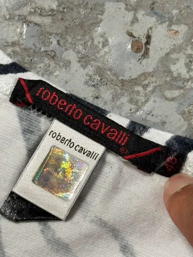 2000s Roberto Cavalli Black & White Safari Zebra Longsleeves nVWljhG 5