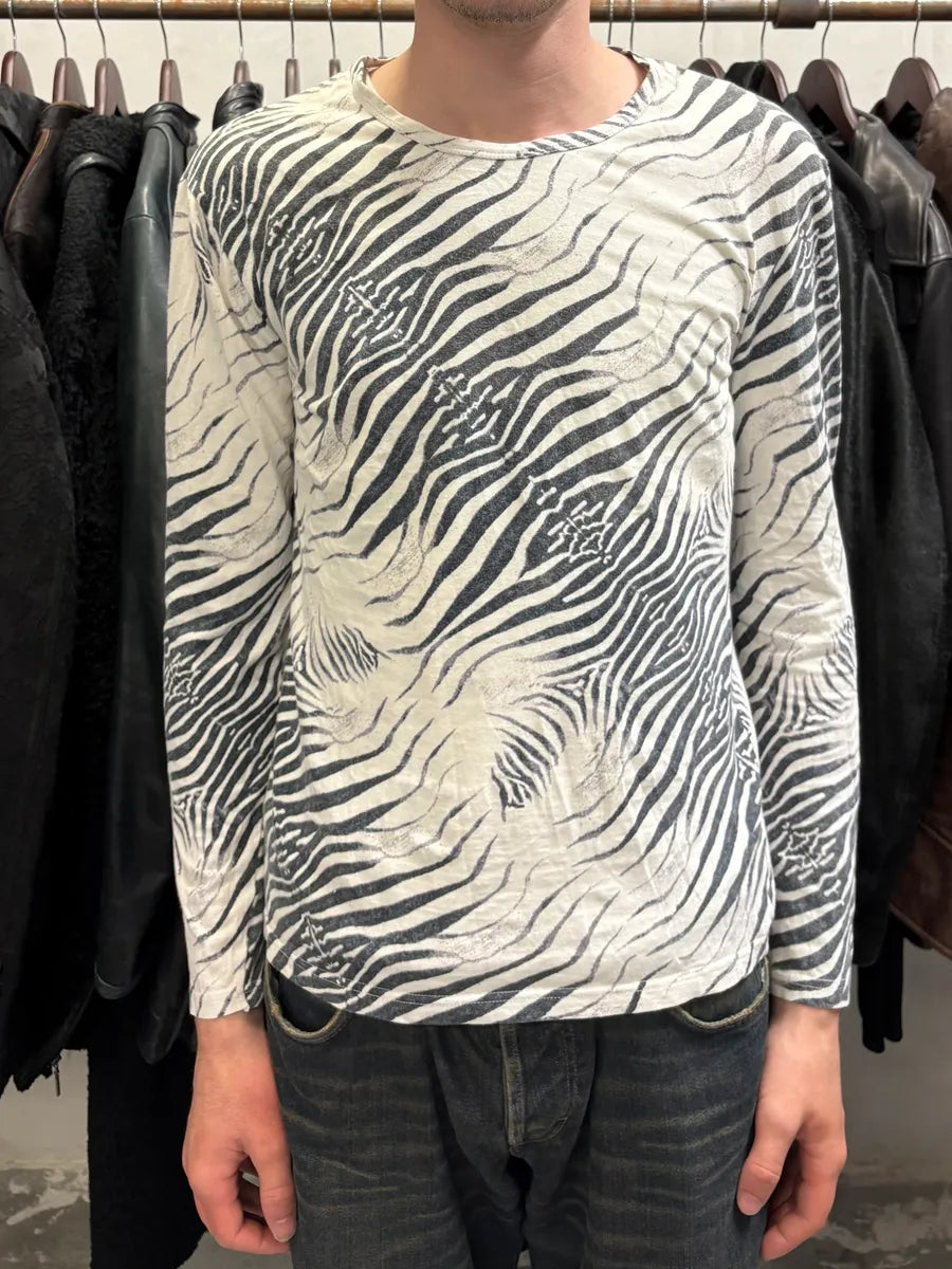 2000s Roberto Cavalli Black & White Safari Zebra Longsleeves (S) taeQMbQ 0