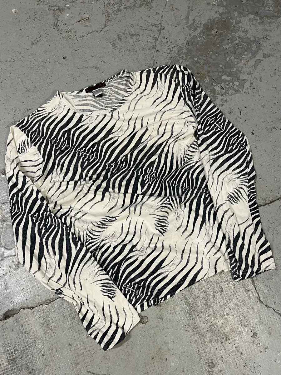 2000s Roberto Cavalli Black & White Safari Zebra Longsleeves (S) taeQMbQ 1
