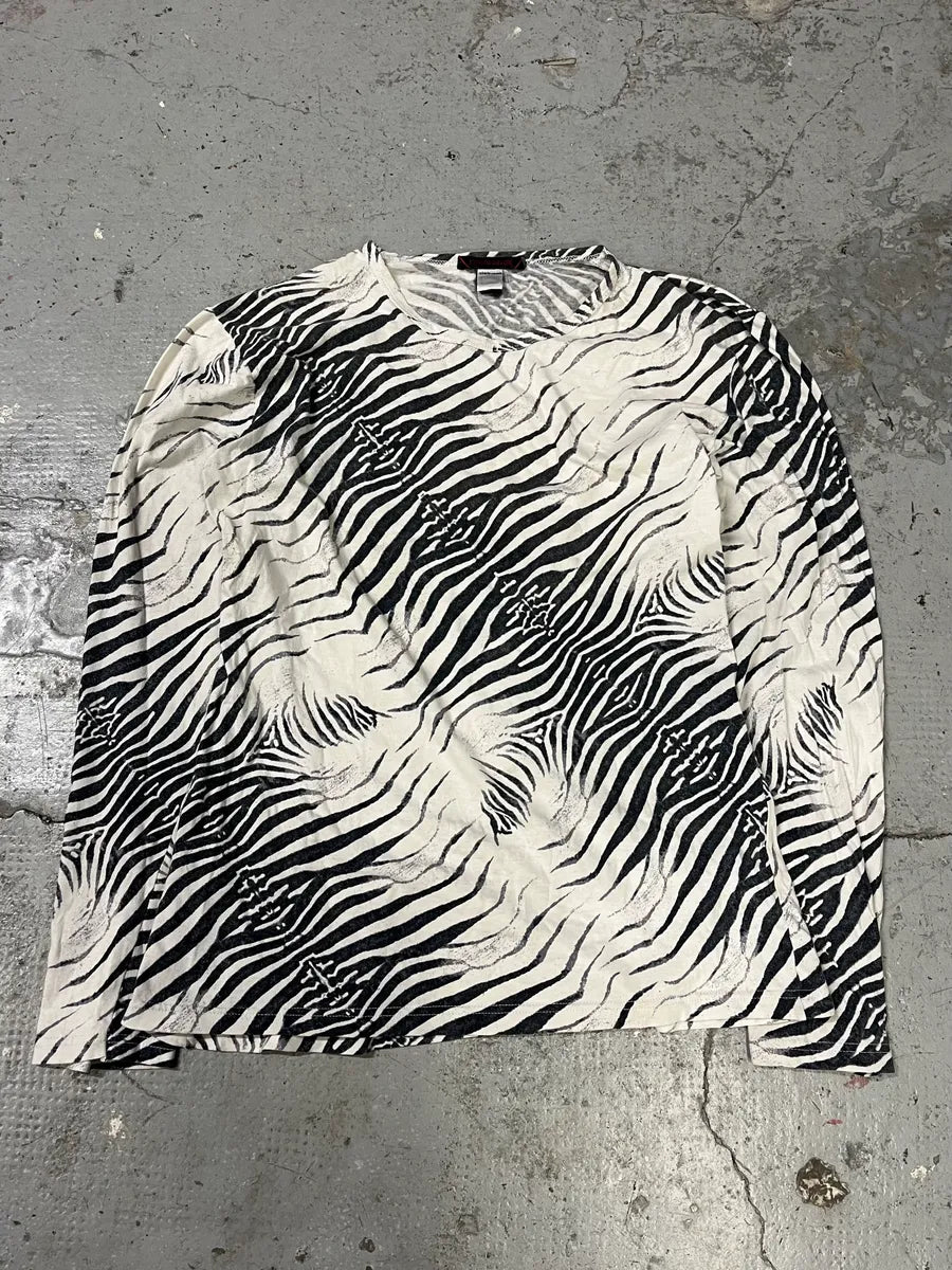 2000s Roberto Cavalli Black & White Safari Zebra Longsleeves (S) taeQMbQ 3