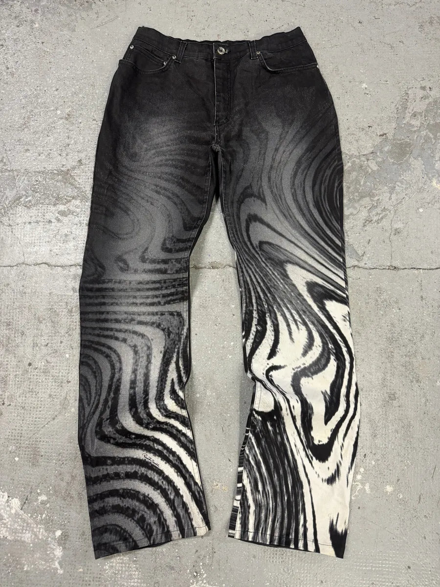 2000s Roberto Cavalli Black & White Wave Pants vqeEEZz 0