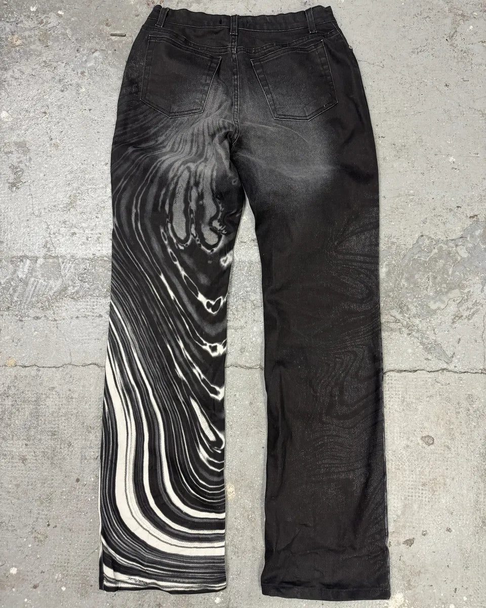 2000s Roberto Cavalli Black & White Wave Pants vqeEEZz 1