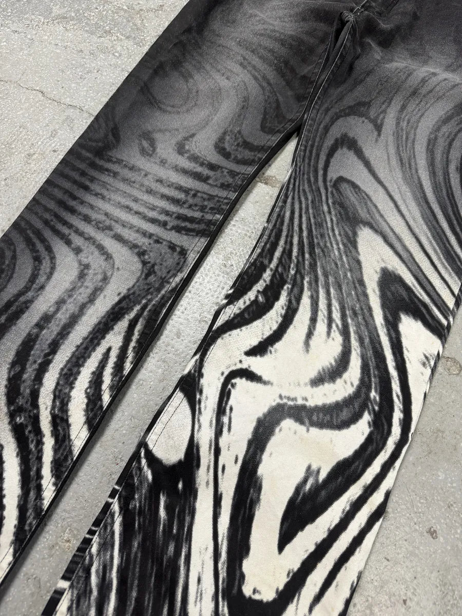 2000s Roberto Cavalli Black & White Wave Pants vqeEEZz 4