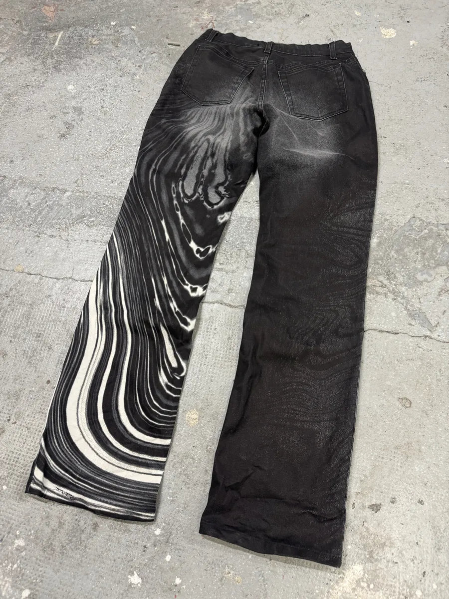 2000s Roberto Cavalli Black & White Wave Pants vqeEEZz 5