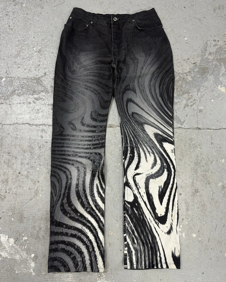 2000s Roberto Cavalli Black & White Wave Pants vqeEEZz 7