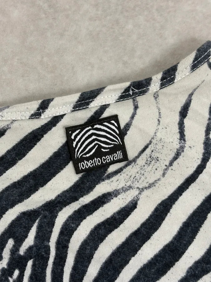2000s Roberto Cavalli Black & White Zebra T-Shirt Gybeplu 5