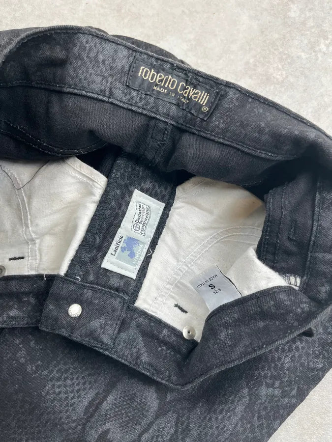 2000s Roberto Cavalli Black Python Effect Flared Jeans SQqlcZG 10