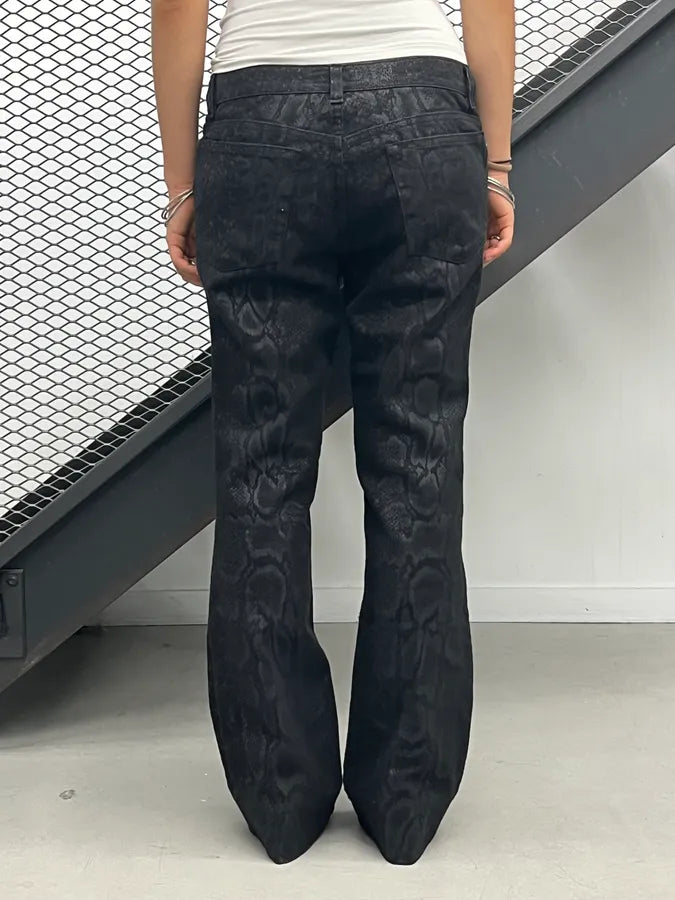 2000s Roberto Cavalli Black Python Effect Flared Jeans SQqlcZG 3