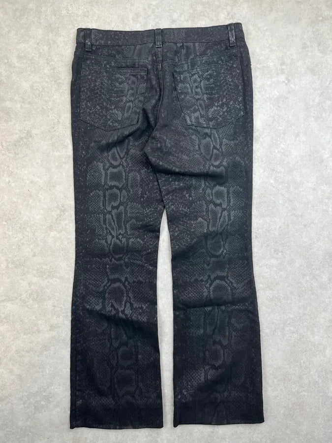 2000s Roberto Cavalli Black Python Effect Flared Jeans SQqlcZG 4