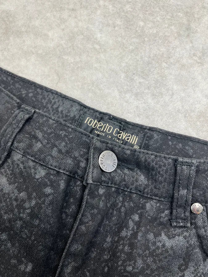 2000s Roberto Cavalli Black Python Effect Flared Jeans SQqlcZG 9