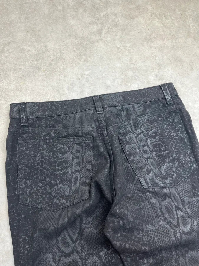2000s Roberto Cavalli Black Python Effect Flared Jeans SQqlcZG 6