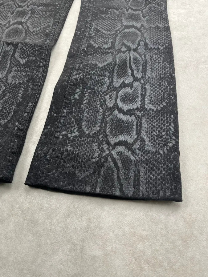 2000s Roberto Cavalli Black Python Effect Flared Jeans SQqlcZG 8