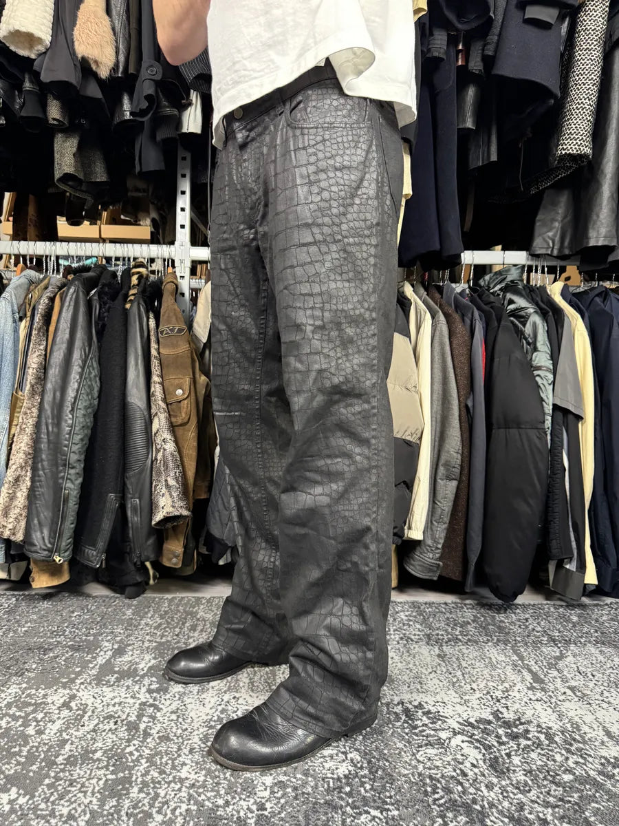 2000s Roberto Cavalli Black Crocodile Effect Obscure Pants HsEadLN 1