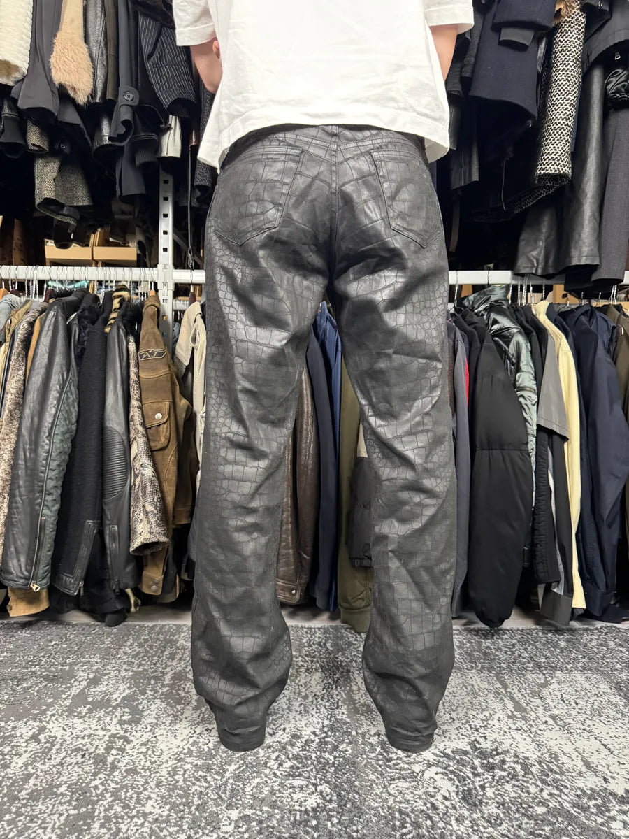 2000s Roberto Cavalli Black Crocodile Effect Obscure Pants HsEadLN 3