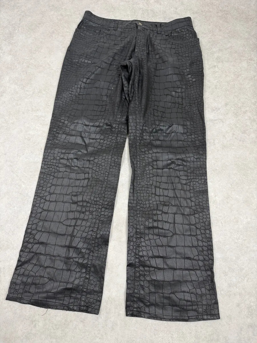 2000s Roberto Cavalli Black Crocodile Effect Obscure Pants HsEadLN 4
