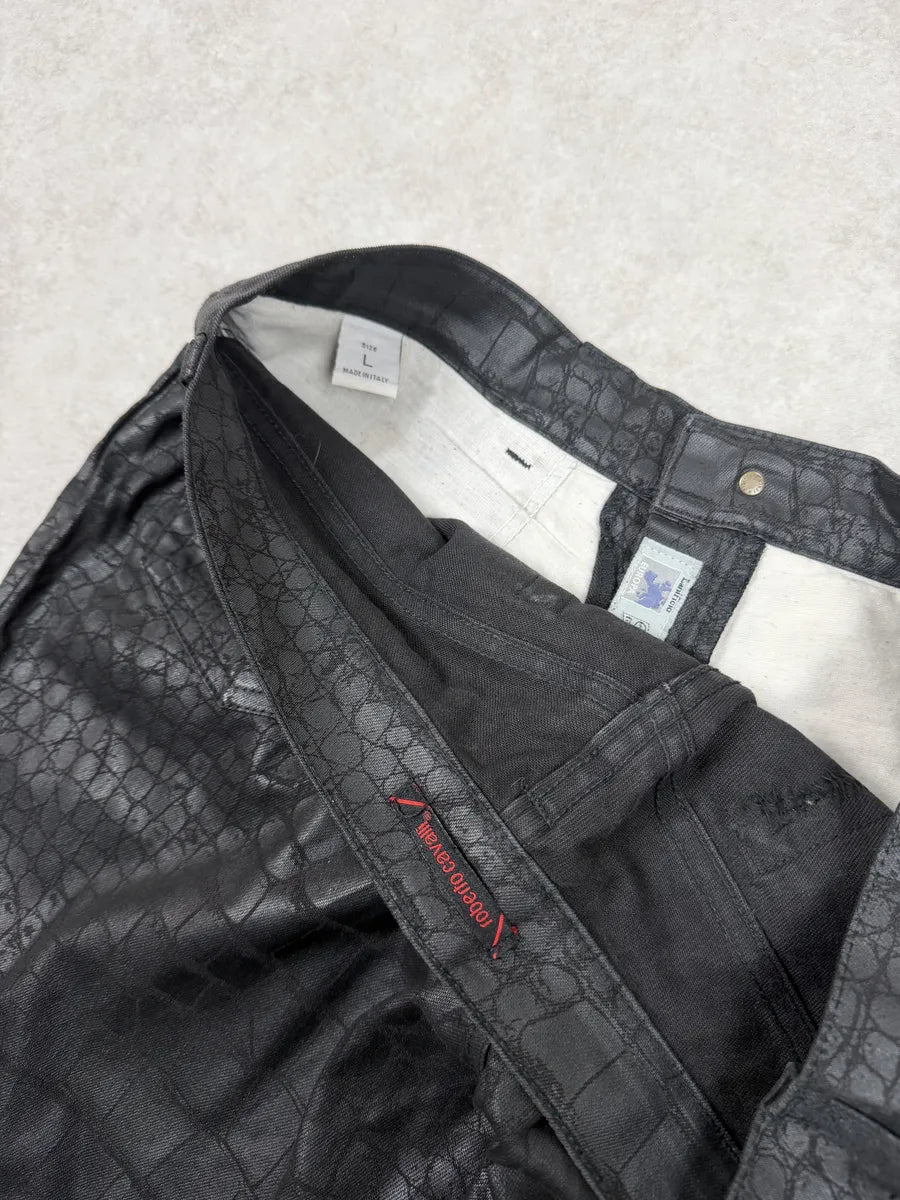 2000s Roberto Cavalli Black Crocodile Effect Obscure Pants HsEadLN 5