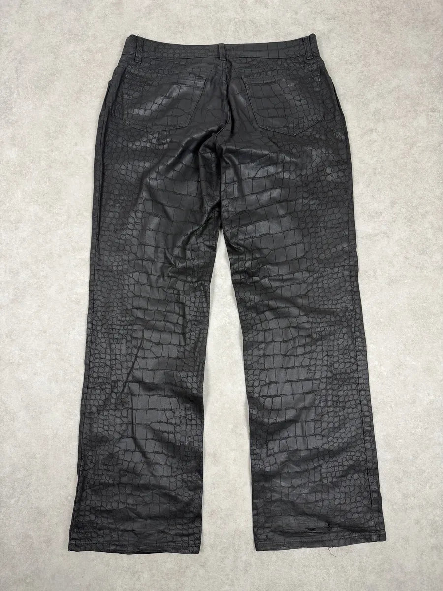 2000s Roberto Cavalli Black Crocodile Effect Obscure Pants HsEadLN 6