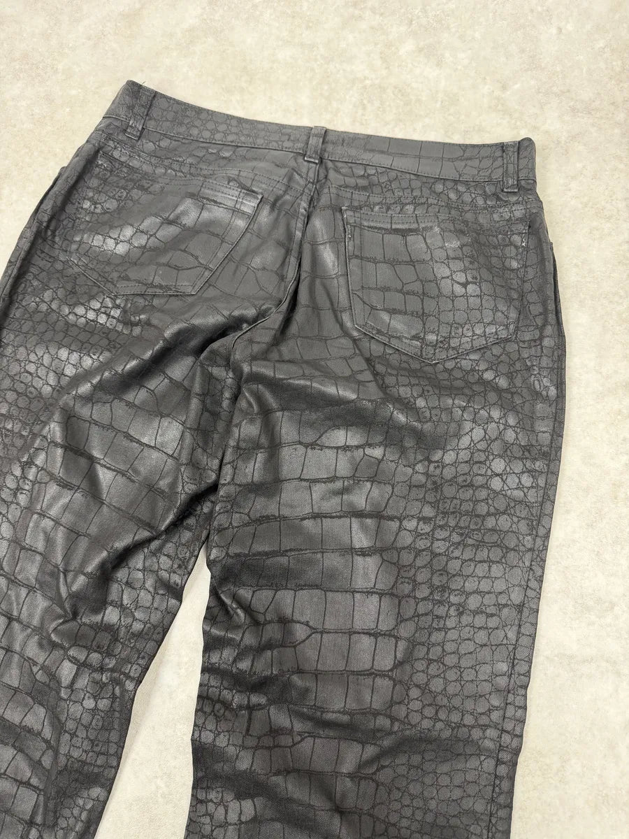 2000s Roberto Cavalli Black Crocodile Effect Obscure Pants HsEadLN 7