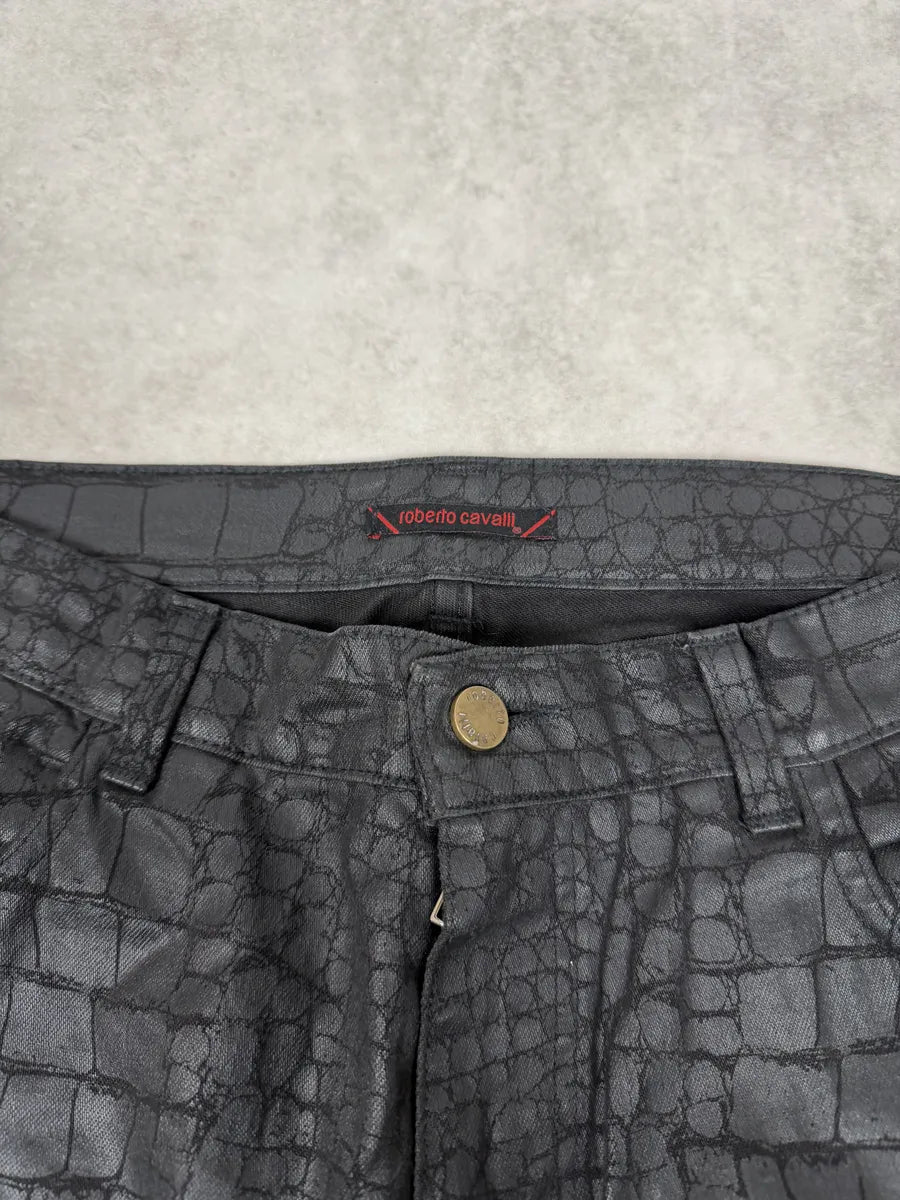 2000s Roberto Cavalli Black Crocodile Effect Obscure Pants HsEadLN 9