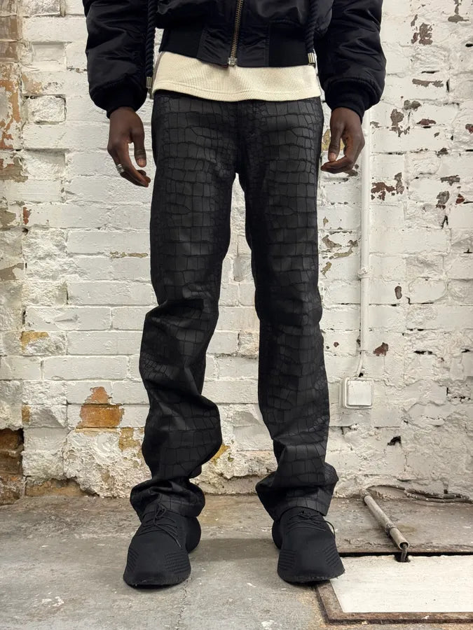 2000s Roberto Cavalli Black Crocodile Effect Obscure Pants KCKKgUz 1