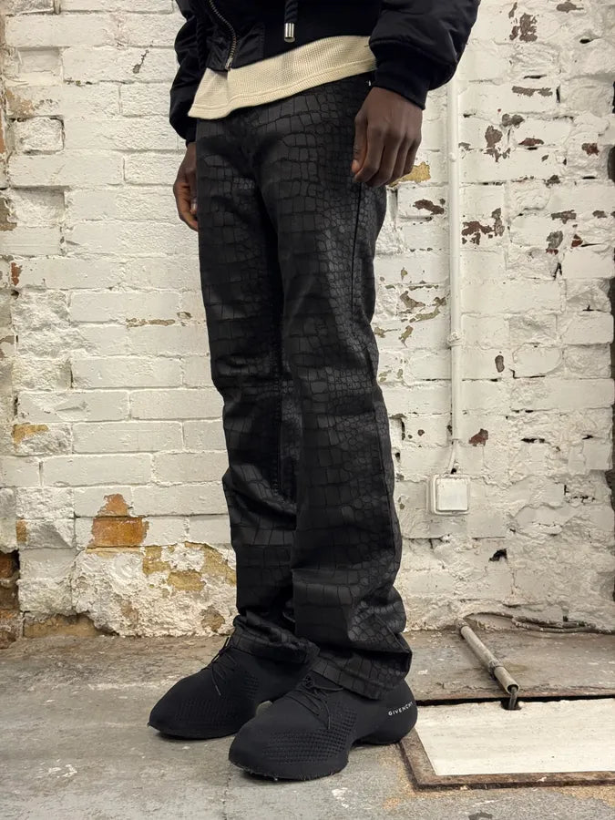 2000s Roberto Cavalli Black Crocodile Effect Obscure Pants KCKKgUz 2