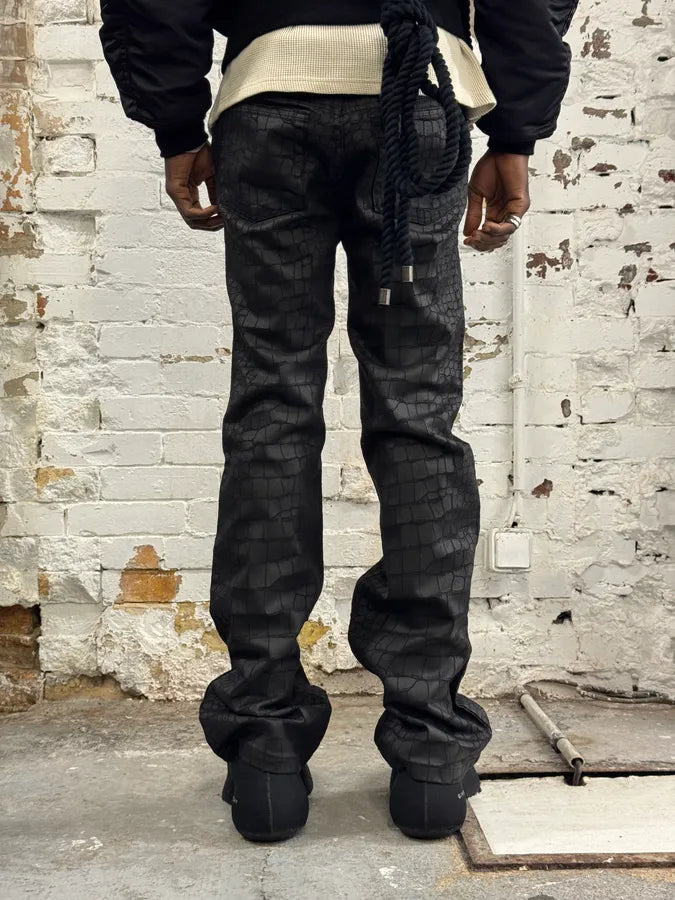 2000s Roberto Cavalli Black Crocodile Effect Obscure Pants KCKKgUz 3