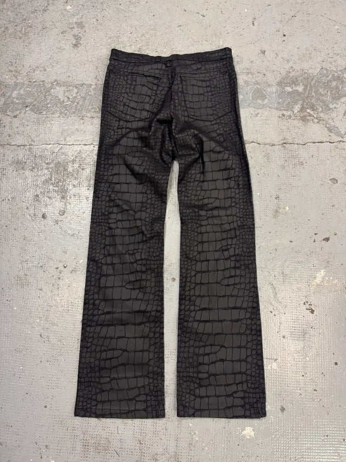 2000s Roberto Cavalli Black Crocodile Effect Obscure Pants KCKKgUz 4