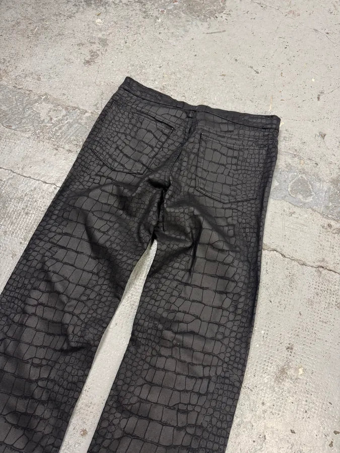 2000s Roberto Cavalli Black Crocodile Effect Obscure Pants KCKKgUz 5