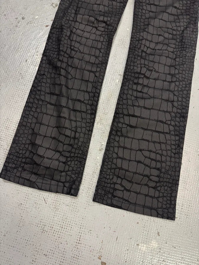 2000s Roberto Cavalli Black Crocodile Effect Obscure Pants KCKKgUz 6