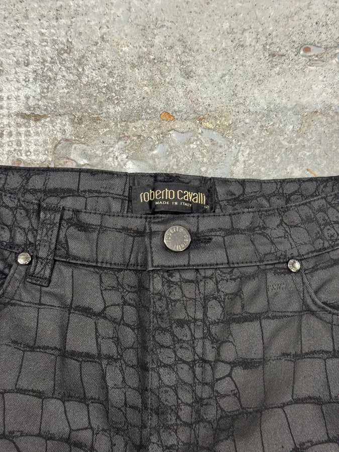 2000s Roberto Cavalli Black Crocodile Effect Obscure Pants KCKKgUz 7