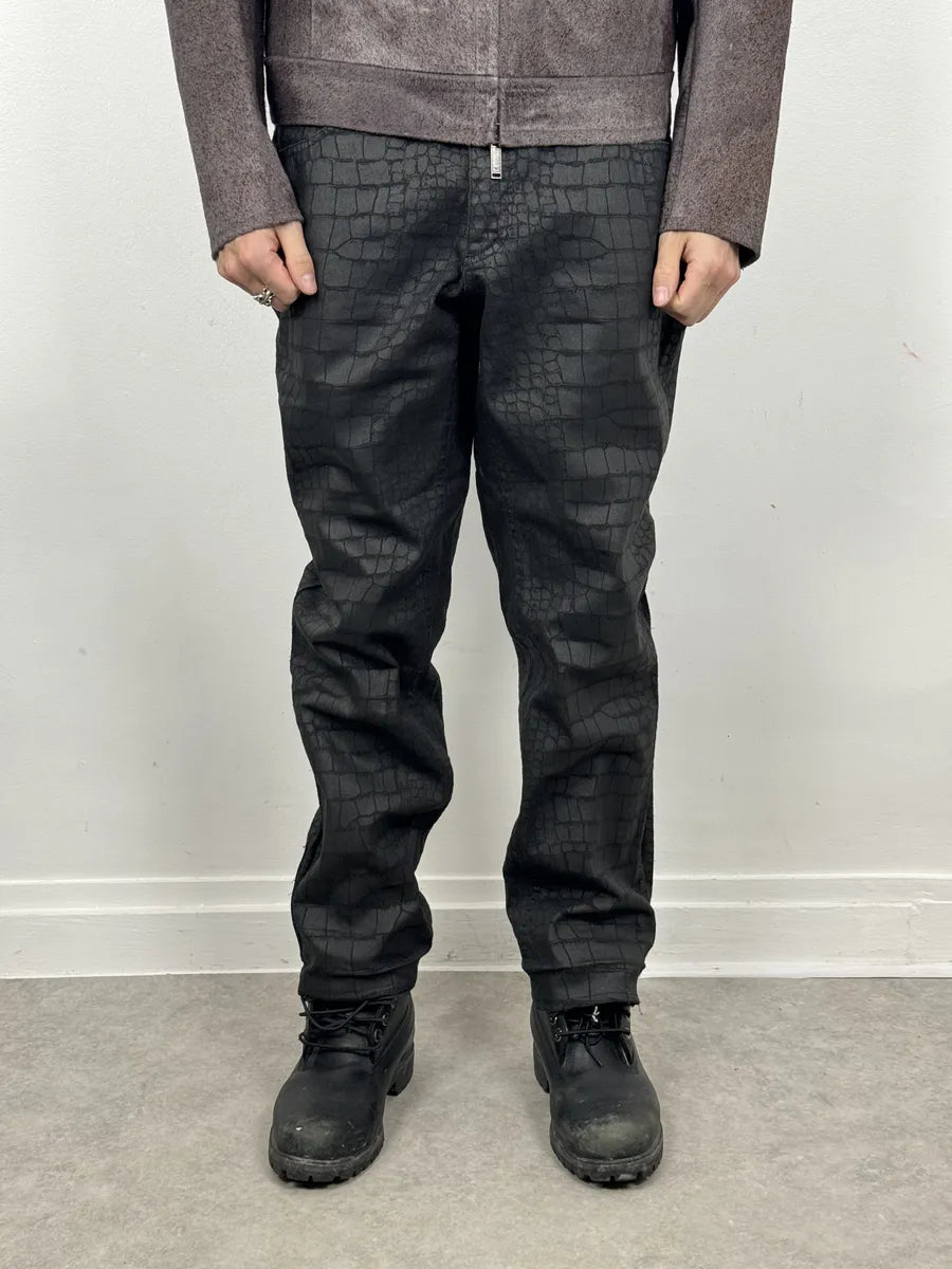 2000s Roberto Cavalli Black Crocodile Effect Obscure Pants rCuSfjL 0