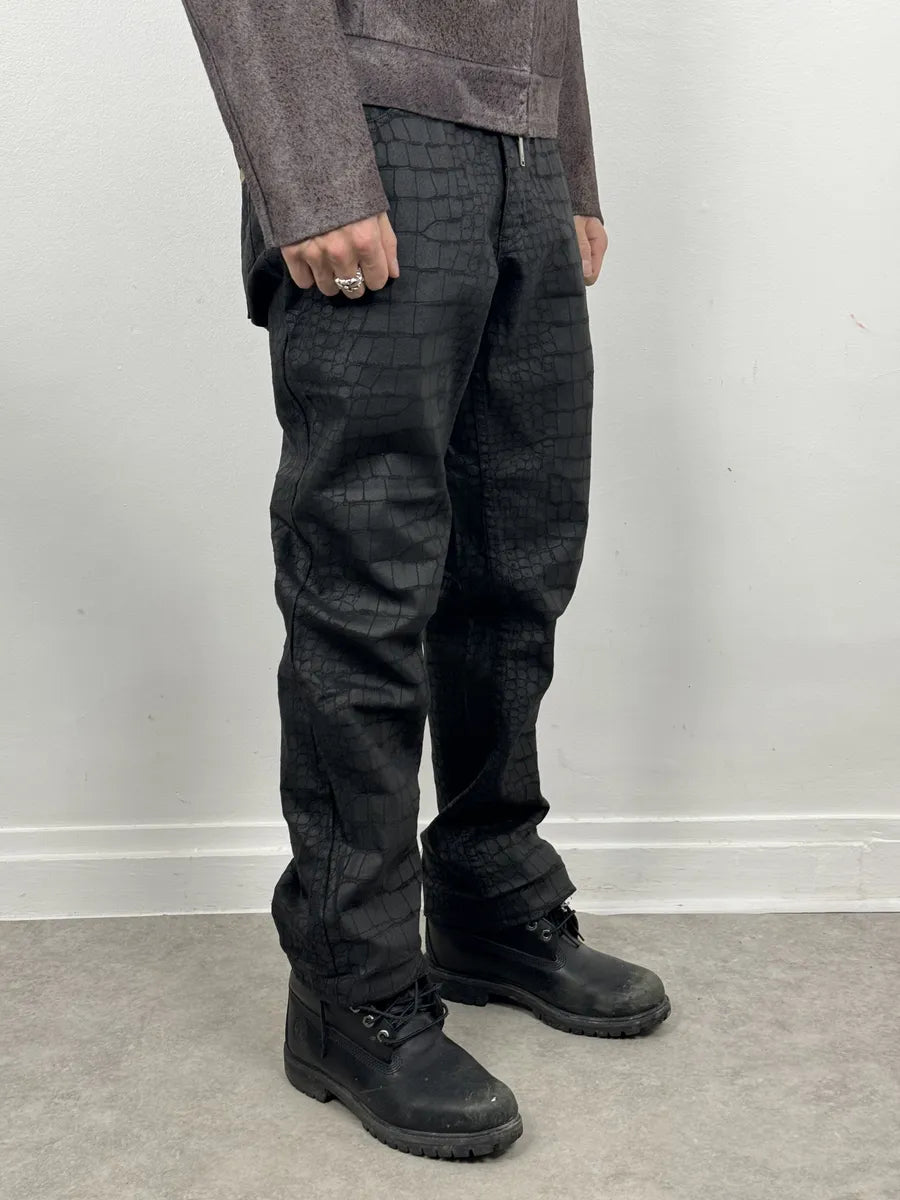 2000s Roberto Cavalli Black Crocodile Effect Obscure Pants rCuSfjL 1